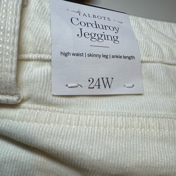 Talbots Women’s CORDUROY JEGGINGS - SOLIDS size 24W Ivory Brand New - Picture 6 of 6